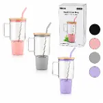 CAM 1000ML MATARA - SULUK BAMBU KAPAK - SIZDIRMAZ SİLİKONLU ÇELİK PİPET KORUYUCU SİLİKON ALTLIK - KILIF (4745)-2