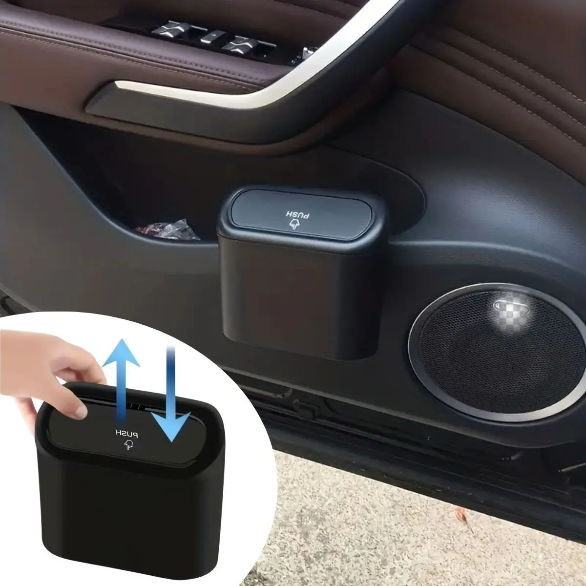 Araç İçi Takılarak Sabitlenebilen Mini Kapaklı Çöp Kovası (4745)