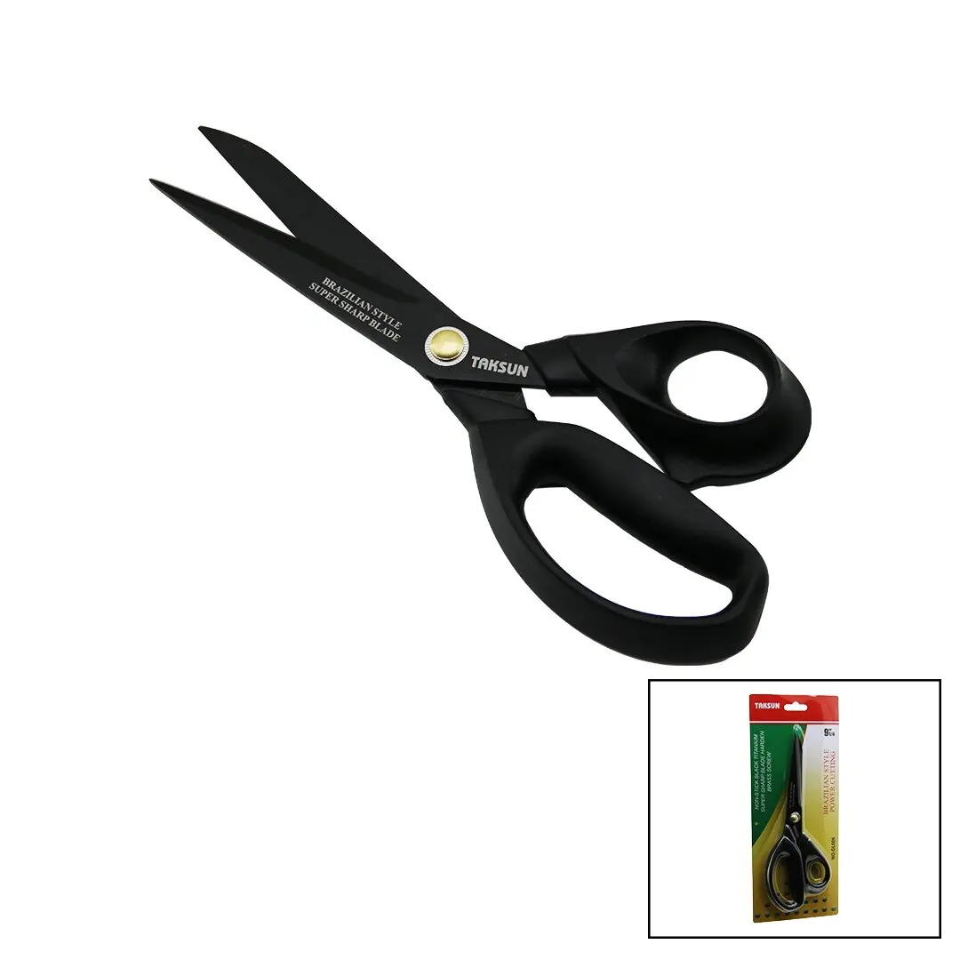 BREZİLYA STİLİ TERZİ MAKASI SİYAH - YAPIŞMAZ ERGONOMİK SAP GL-606 9 İNÇ 1/4 (4745)