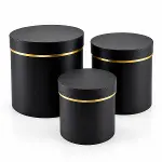 3PCS YUVARLAK MAT RENKLİ - DÜZ RENK KARTON HEDİYE KUTUSU 18-16-12CM (4745)-2
