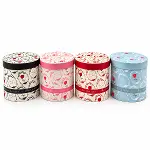 3PCS YUVARLAK ÇİÇEK DESENLİ - MİX RENKLİ KARTON HEDİYE KUTUSU 18-16-12CM (4745)-2