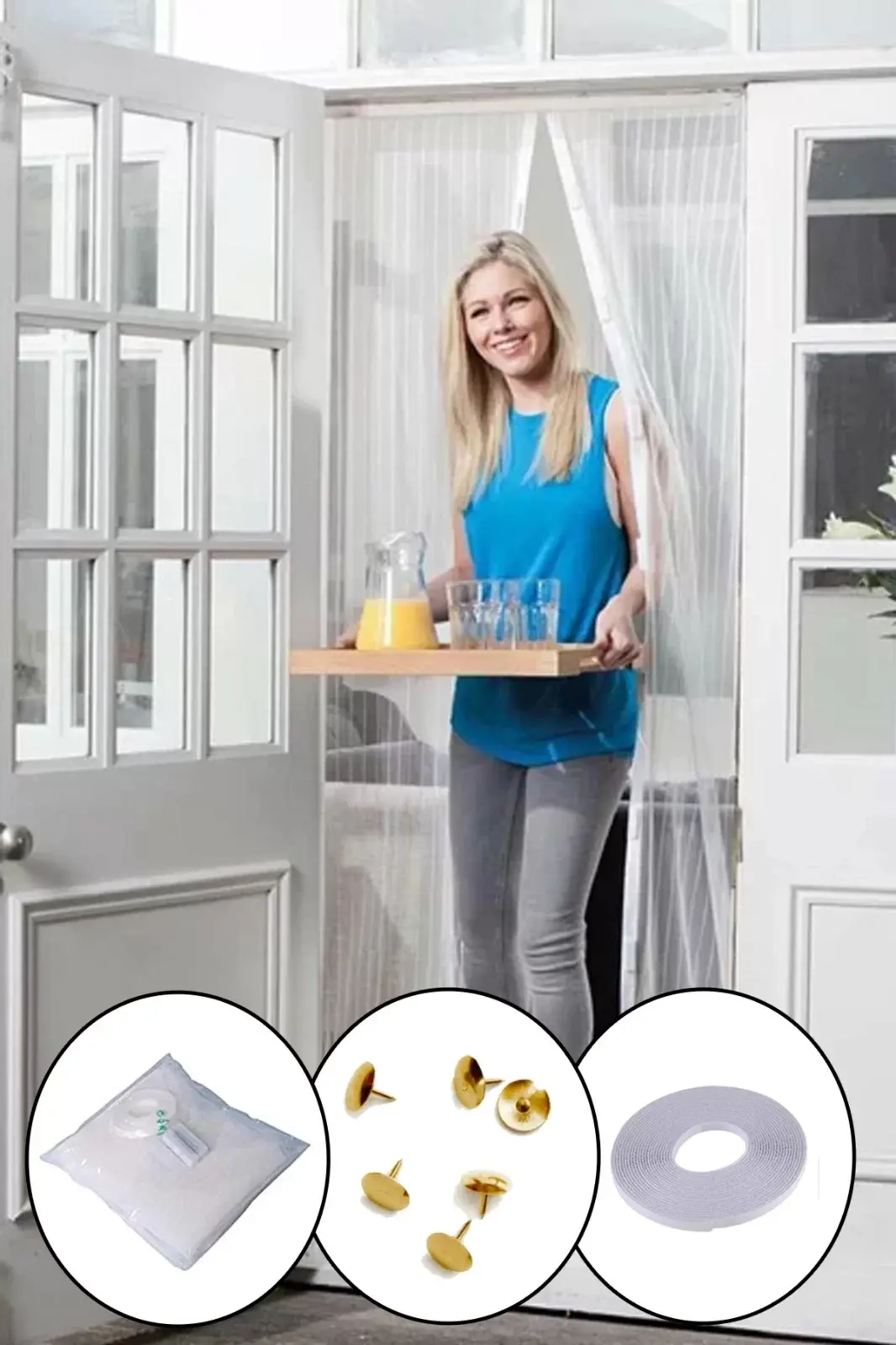 Mıknatıslı Kapı Sinekliği Tül Perde 105 x 210 cm (4745)
