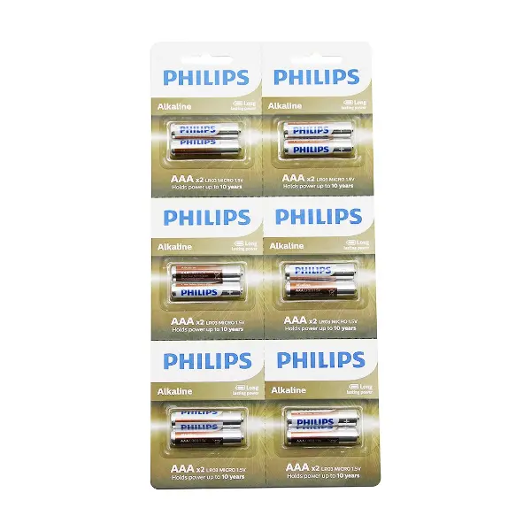 PHILIPS  ALKALİNE İNCE - AAA - 1.5V  PİL  12PCS= 2Lİ X 6 (4745)