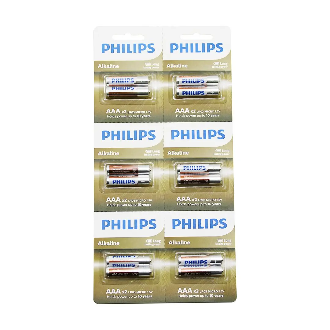 PHILIPS  ALKALİNE İNCE - AAA - 1.5V  PİL  12PCS= 2Lİ X 6 (4745)