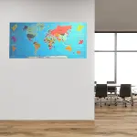 Renkli&nbsp;Atlas Dünya&nbsp;Haritası Manyetik Yapıştırıcı Gerektirmeyen Duvar Stickerı 118 CM * 56 CM (4745)-1