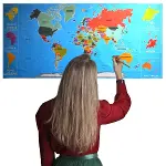 Renkli&nbsp;Atlas Dünya&nbsp;Haritası Manyetik Yapıştırıcı Gerektirmeyen Duvar Stickerı 118 CM * 56 CM (4745)-2