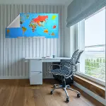 Renkli&nbsp;Atlas Dünya&nbsp;Haritası Manyetik Yapıştırıcı Gerektirmeyen Duvar Stickerı 118 CM * 56 CM (4745)-5