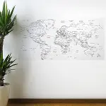 Yazılabilir Dünya Haritası Manyetik Duvar Stickerı 110 x 56 cm (4745)-1