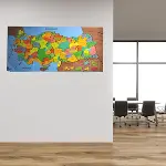 Renkli Türkiye Haritası Manyetik Yapıştırıcı Gerektirmeyen Duvar Stickerı 118 CM * 56 CM (4745)-1