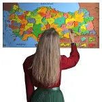 Renkli Türkiye Haritası Manyetik Yapıştırıcı Gerektirmeyen Duvar Stickerı 118 CM * 56 CM (4745)-2