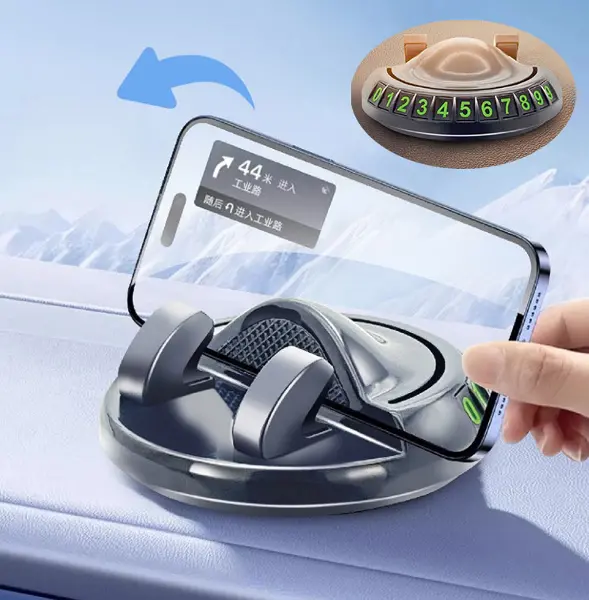 360° Dönebilen Yapışkanlı Numaratörlü Araç Telefon Tutucu (4745)