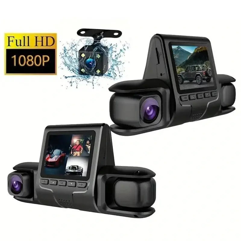 1080P Üçlü Lens Araba Dash Cam Dashcam Ön İç &amp;amp; Arka HD Araba DVR 120 ° Açı Döngü Kaydı Yerçekimi Sensörü (4745)