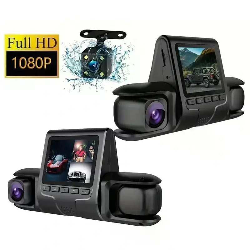 1080P Üçlü Lens Araba Dash Cam Dashcam Ön İç &amp;amp; Arka HD Araba DVR 120 ° Açı Döngü Kaydı Yerçekimi Sensörü (4745)