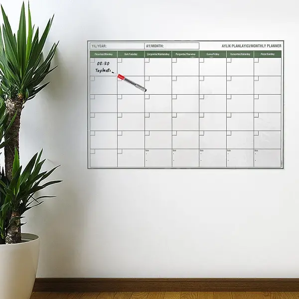 Manyetik Yapışkanlı Bir Aylık Program Planlayıcı Takvim 85x56 cm (4745)