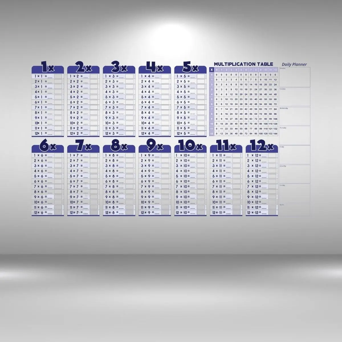 Statik Akıllı Kağıt Ingilizce Çarpım Tablosu 100x56 Cm(1 Adet Silgili Kalemli) (4745)
