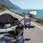 Evrensel Motosiklet Telefon Tutucu – Kaymaz, Kilitlenebilir Güvenli Tutuşlu, 360° Ayarlanabilir Gidon Bağlantılı Akıllı Telefon Aparatı (4745)-2