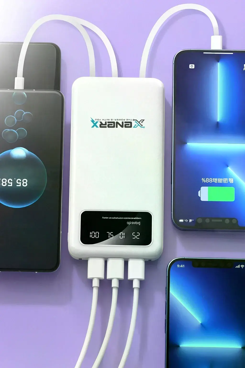 Enerx ENR-P20DC 20000 mAh 2.1 Amper Dahili Kablolu Powerbank Siyah (4745)