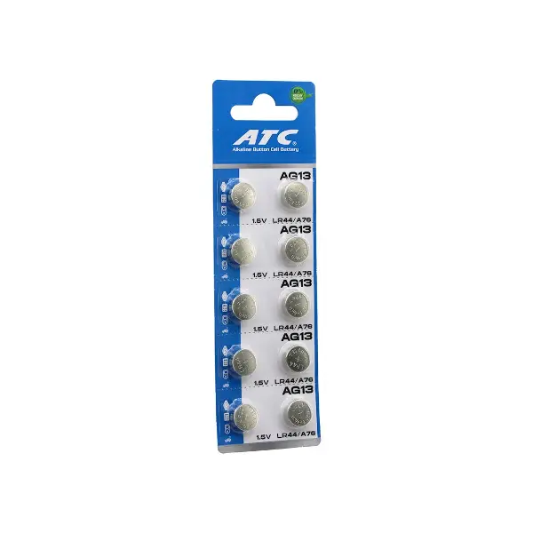 ATC ALKALİNE BUTTON BATTERY AG13 LR-44/A76 DÜĞME PİL ALKALİN 1.5V 10LU KART (4745)