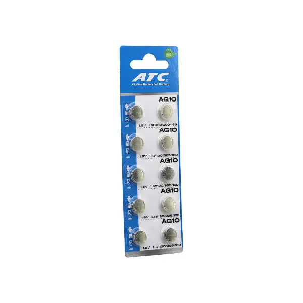 ATC ALKALİNE BUTTON BATTERY AG10 LR-1130/389/189 DÜĞME PİL ALKALİN 1.5V 10LU KART (4745)