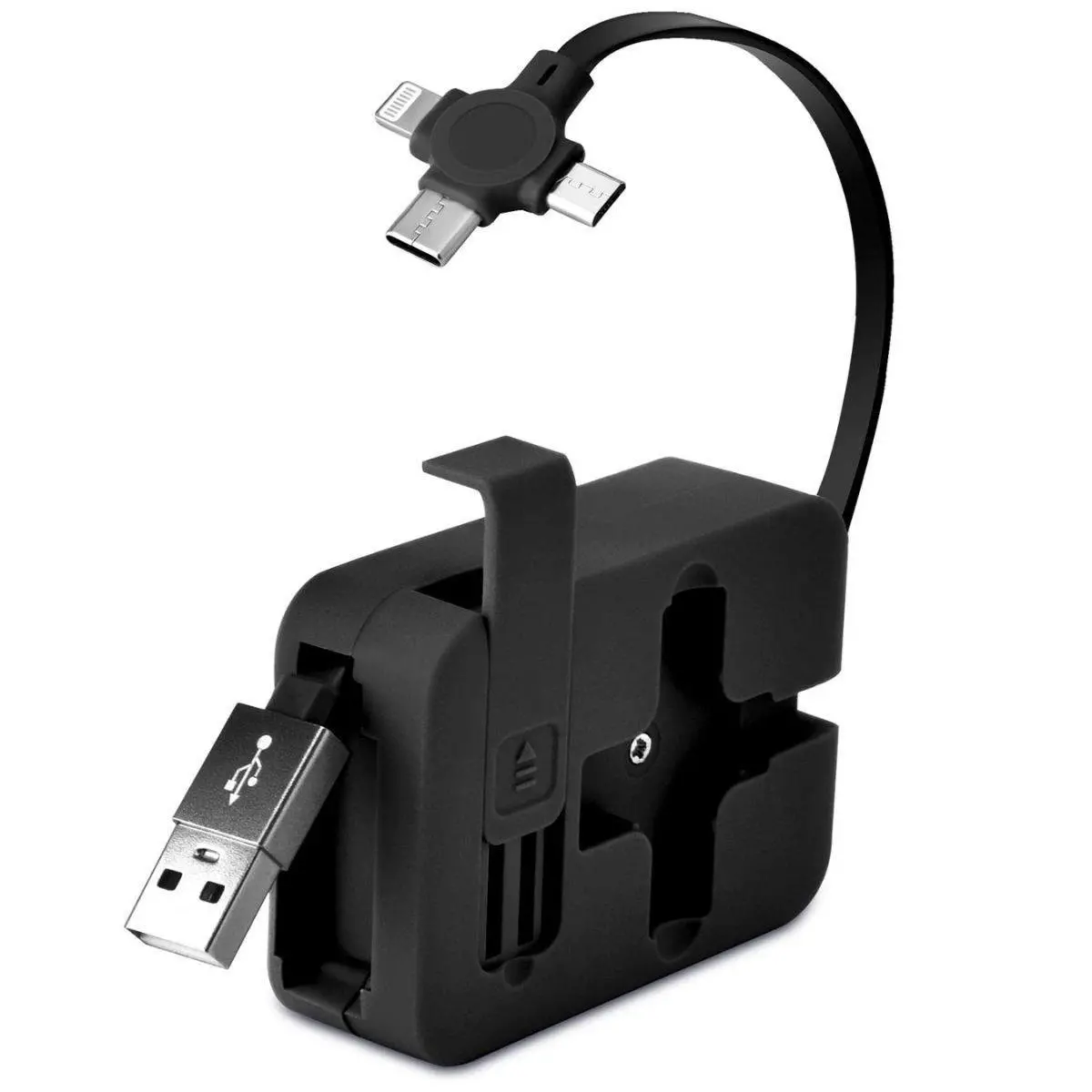 Cep Tipi Telefon Tutuculu Makaralı Uzayıp Kısalabilen 3&amp;apos;ü 1 Arada USB Şarj Kablosu (4745)