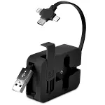 Cep Tipi Telefon Tutuculu Makaralı Uzayıp Kısalabilen 3&amp;apos;ü 1 Arada USB Şarj Kablosu (4745)-1