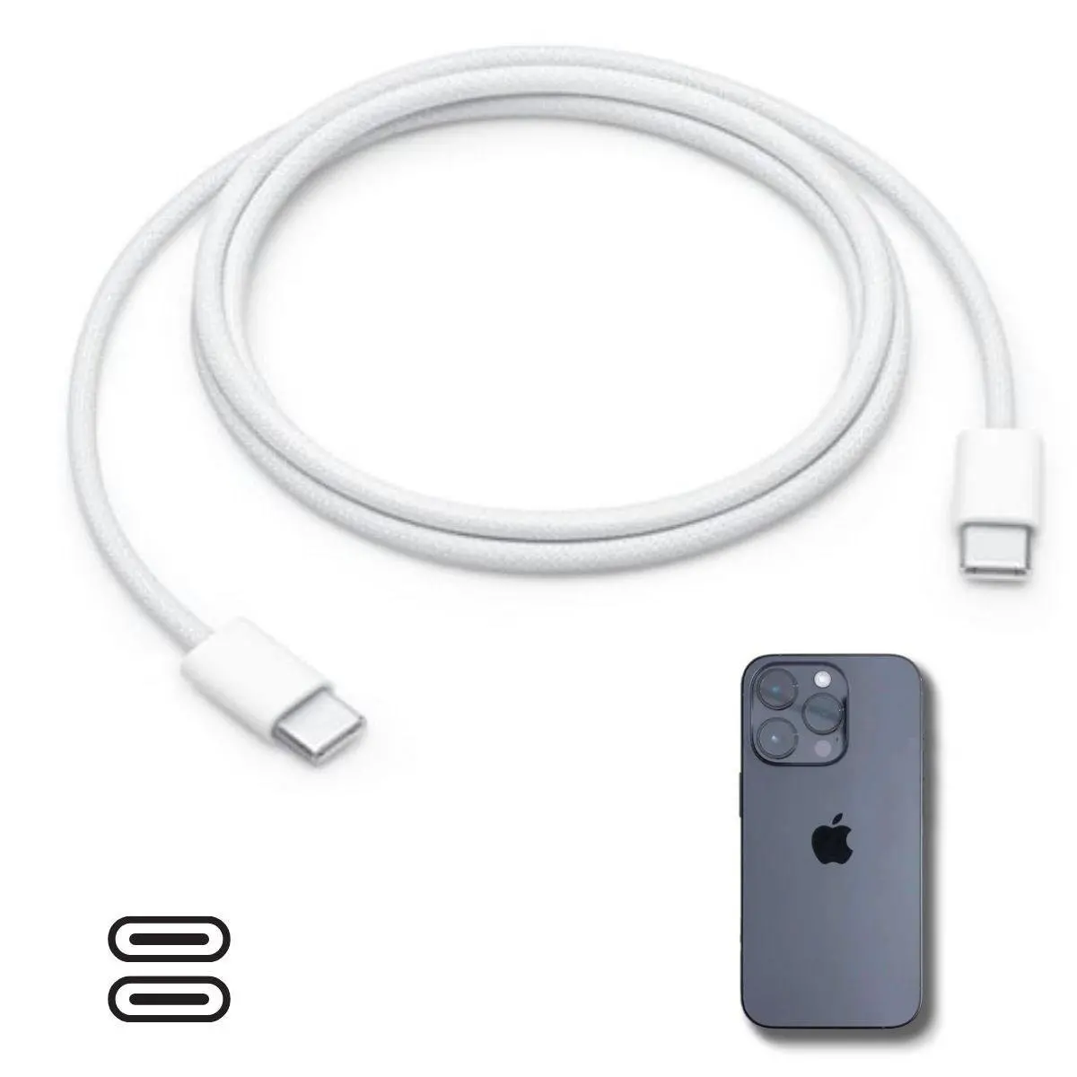 Apple 15/15 Pro Type-C to Type-C Hasır Örgü Hızlı Şarj Kablosu (1m) (4745)