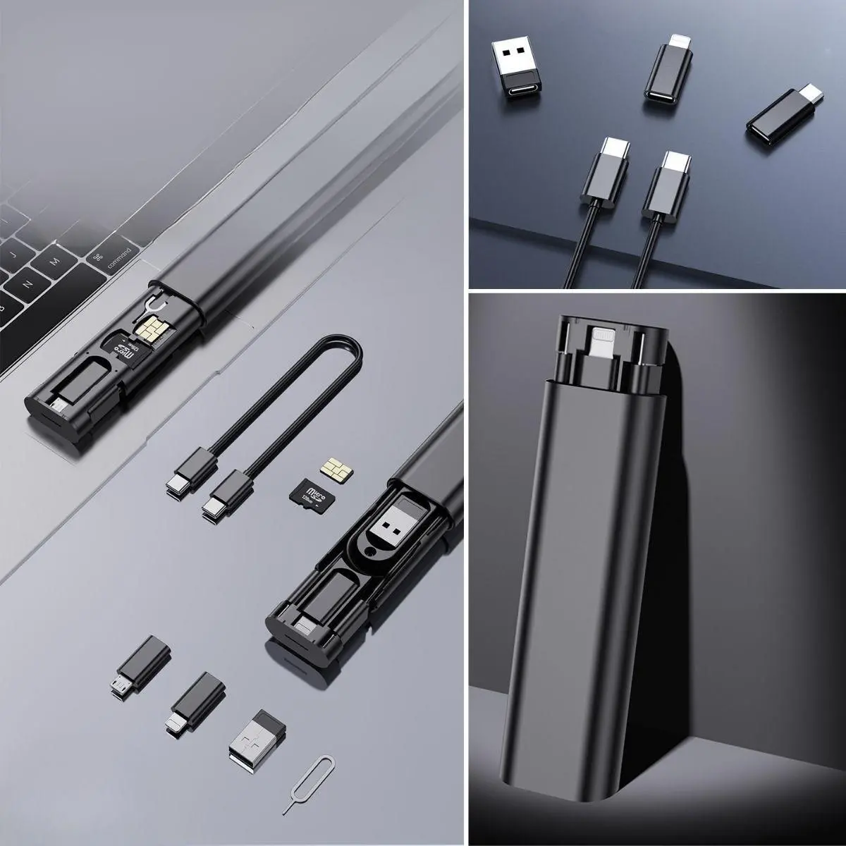 Cep Tipi 60W Bas Aç Type-C,İphone Şarj,Micro USB Hızlı Şarj Data Kablo Seti (4745)