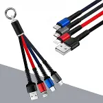 Işıklı Anahtarlık Model 3 in 1 USB Çıkışlı MİKRO,TYPE-C ve İphone Uyumlu Şarj Kablosu (4745)-2