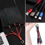 Işıklı Anahtarlık Model 3 in 1 USB Çıkışlı MİKRO,TYPE-C ve İphone Uyumlu Şarj Kablosu (4745)-4