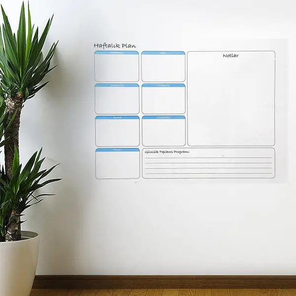Haftalık Planlayıcı Manyetik Duvar Stickerı Takvim 70 cm x 56 cm (4745)