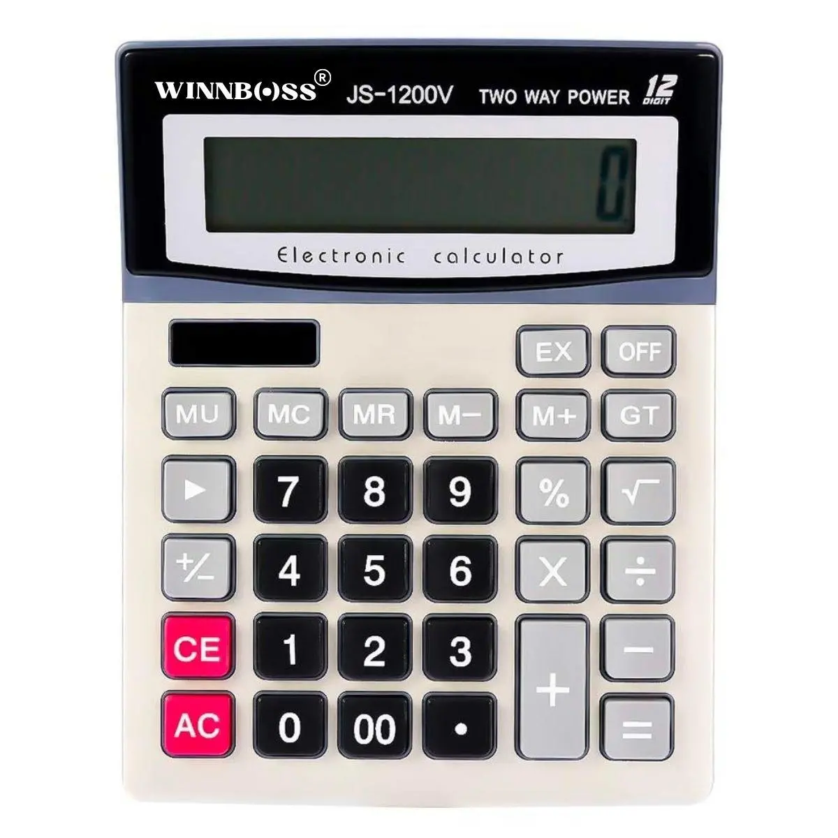 12 Haneli Geniş LCD Ekran, Pilli Büyük Düğmeli Hesap Makinesi (4745)
