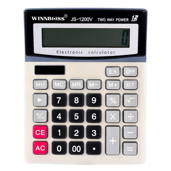 12 Haneli Geniş LCD Ekran, Pilli Büyük Düğmeli Hesap Makinesi (4745)
