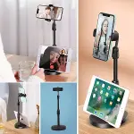 Masa Üstü Tablet ve Telefon Tutucu Plastik Aparat Siyah Telefon Standı (4745)-4