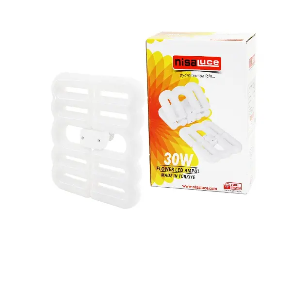 NİSALUCE EAMP-096/B 30W - E27FLOWER KATLANIR- 4B ŞEKİL16X21CMBEYAZ LED LAMBA AMPUL 2700LÜMEN- 6500K (4745)