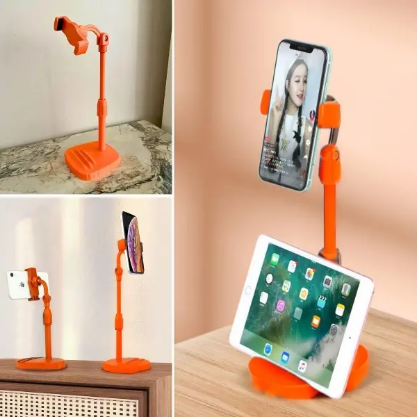 Masa Üstü Tablet ve Telefon Tutucu Plastik Aparat Turuncu Telefon Standı (4745)