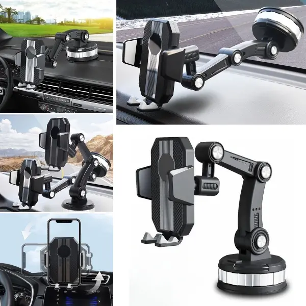 Jel Vantuzlu Cama Takılabilen Güçlü 360 Derece Dönebilen Ayarlanabilir Araç Içi Vantuzlu Telefon Tutucu (4745)