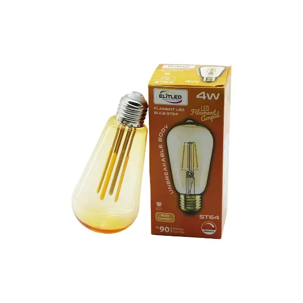ELİTLED ST-64 4W - E27 GOLD COLOR FLAMENT LED RUSTİK AMPUL 500LUMEN KIRILMAZ GÖVDE (4745)