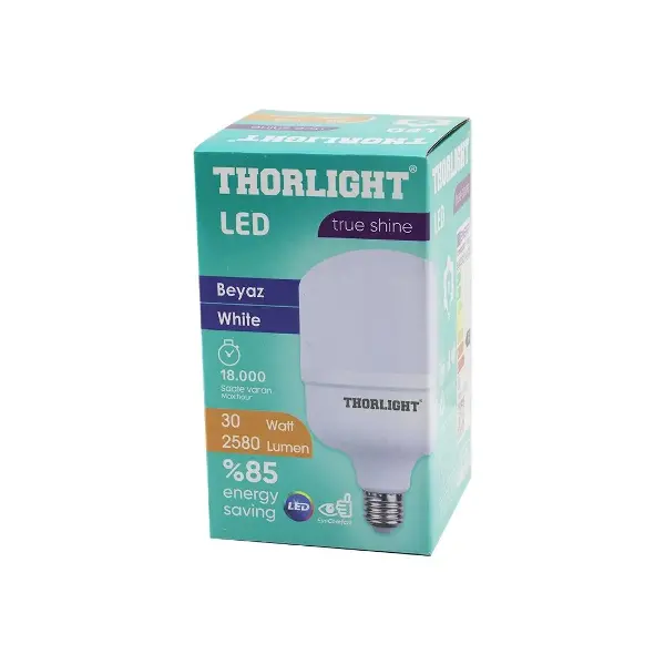 THORLIGHT T-30B  30W  E27 TORCH T-SHAPE  BEYAZ  LED AMPUL  2580 LUMEN - 6400K - 18000 SAAT - 2835 SMD LED (4745)