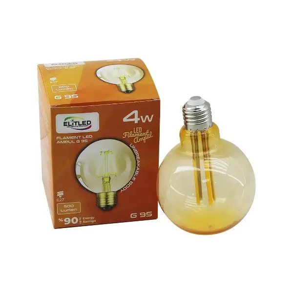 4W - E27 GOLD COLOR FLAMENT RUSTİK AMPUL 400LUMEN - 2200K KIRILMAZ GÖVDE (4745)