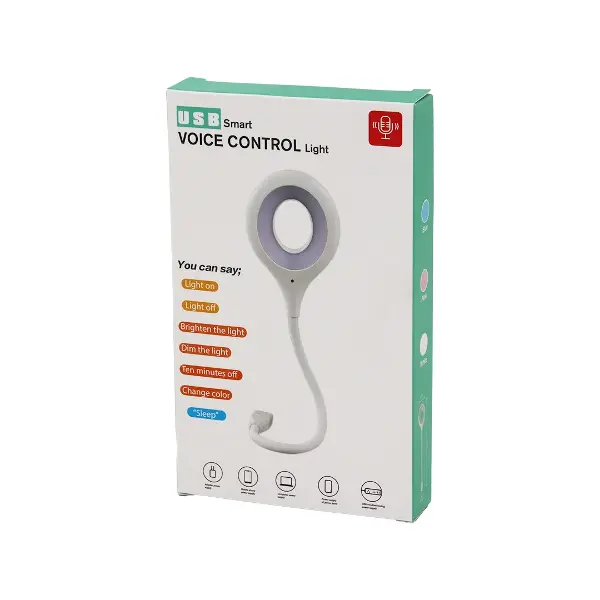 USB SMART VOICE CONTROL LİGHT SESLİ IŞIK AYARLI MİNİ YUVARLAK USB 16 LEDLİ LAMBA AKROBAT KOLLU 2W 5V-0.5A (4745)