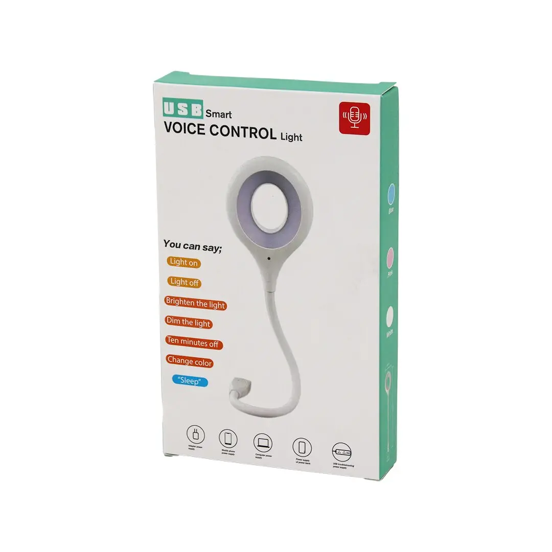 USB SMART VOICE CONTROL LİGHT SESLİ IŞIK AYARLI MİNİ YUVARLAK USB 16 LEDLİ LAMBA AKROBAT KOLLU 2W 5V-0.5A (4745)