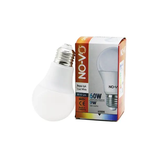 NO-VO 9W=60W E27 BEYAZ LED AMPUL 6500K - 810Lm (4745)
