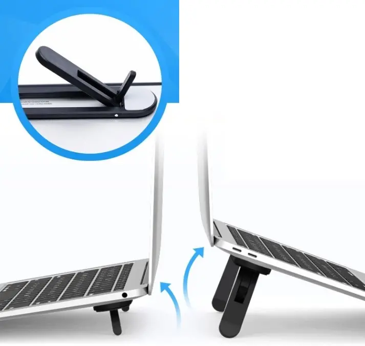 2 Kademeli Katlanabilir ve Yapışkanlı Laptop Standı Siyah (4745)