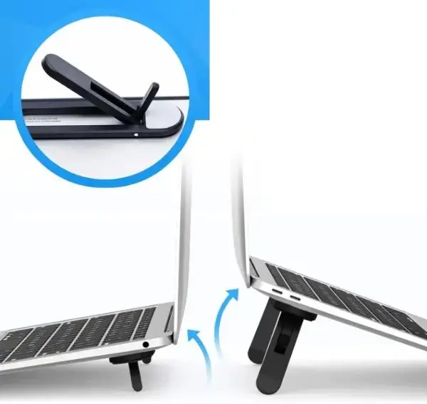 2 Kademeli Katlanabilir ve Yapışkanlı Laptop Standı Siyah (4745)