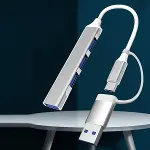 4 Port&amp;apos;lu Bağlantı İstasyonu Ultra İnce USB Bölücü TYPE-C tipi Çoklu Arayüz Adaptörü Multi Usb Çoklayıcı (4745)-3