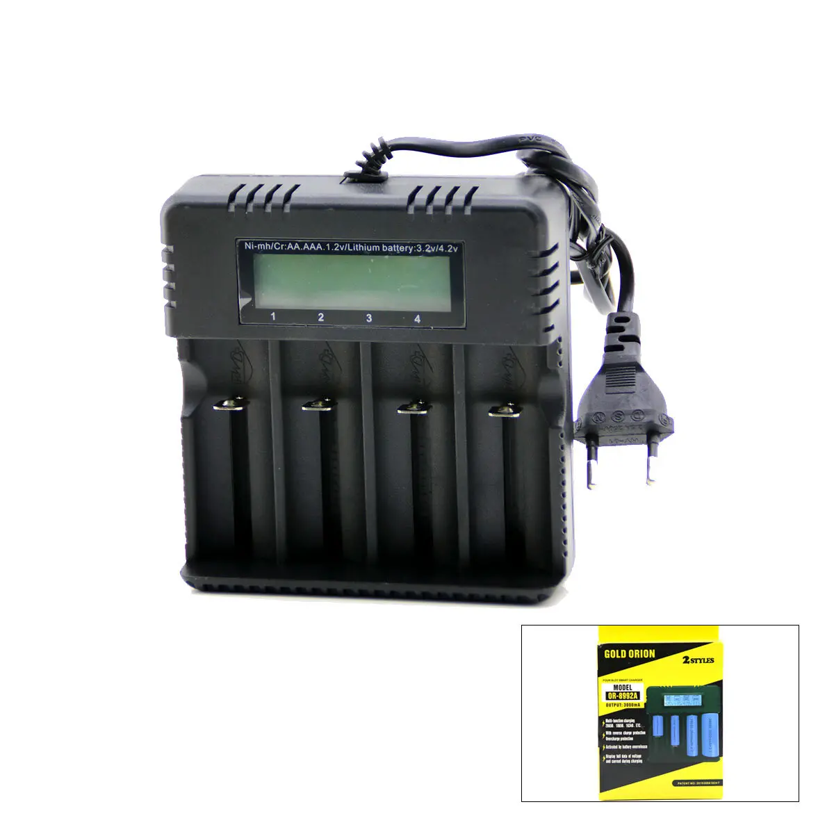 4LÜ PİL ŞARJ ALETİ 3000mA 4.2V FİŞLİ=AC 100-240V ETC - 26650 - 18650 - 16340 (4745)