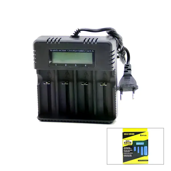 4LÜ PİL ŞARJ ALETİ 3000mA 4.2V FİŞLİ=AC 100-240V ETC - 26650 - 18650 - 16340 (4745)