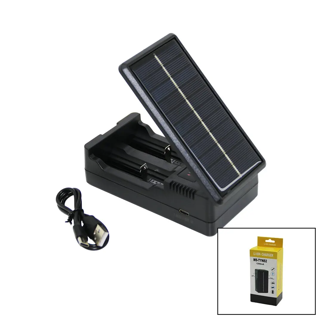 LI-ION CHARGER MS-TYN82  SOLAR - GÜNEŞ ENERJİLİ   2Lİ   PİL ŞARJ  ALETİ  1200mA (4745)
