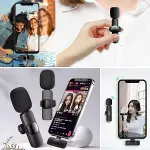 Type C Uyumlu İphone Dönüştürücülü Kablosuz Yaka Mikrofonu Android ve İphone Uyumlu Mini Mikrofon (4745)-4