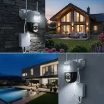 3 Kameralı Kablolu Akıllı Güvenlik Kamerası – 360° PTZ Hareketli, Çift Antenli, WiFi IP, Gece Görüşlü Dış Mekan Kamera (4745)-2